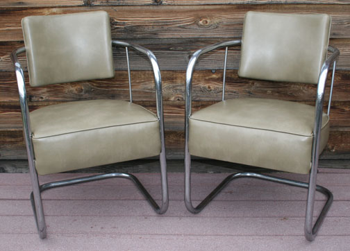 2 chairs re-upholstered in recycled leather