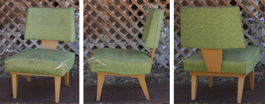 green retro chair - 3 views