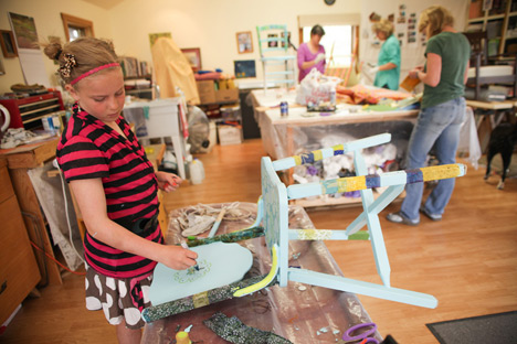 Chair party! Sequins, paint, fabric and your imagination - all you need to create your own art chair!