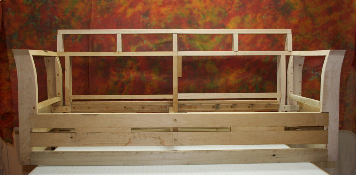 'bare bones' maple wood custom sofa frame