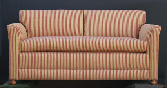 Custom organic sofa with Janet Yonaty striped fabric