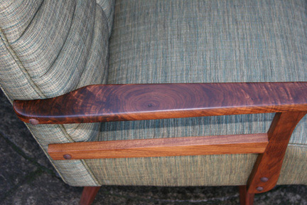 walnut wood chair arm detail