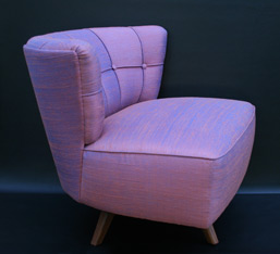 front diagonal view of 40s style swivel boudoir chair