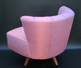 back diagonal view of swivel slipper chair