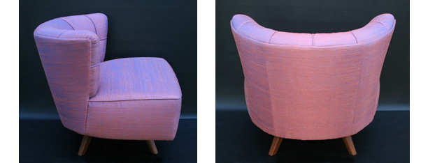 side & back view of swivel slipper chair