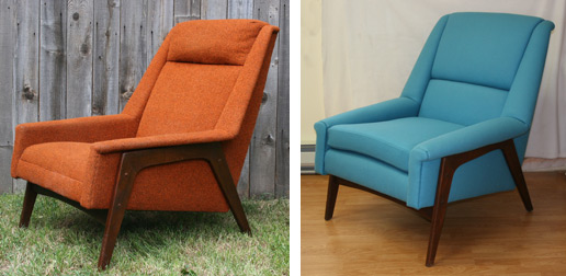 before & after photo of DUX chair make-over
