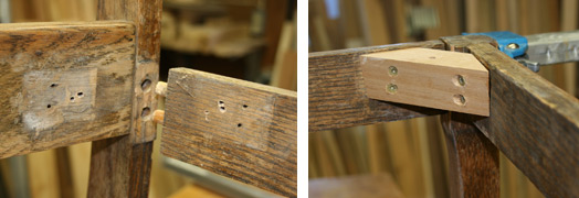 before-after wood chair joint repair