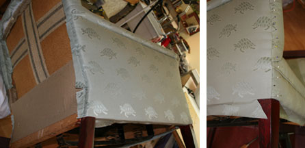 2 images showing finished attachment of outside arm fabric