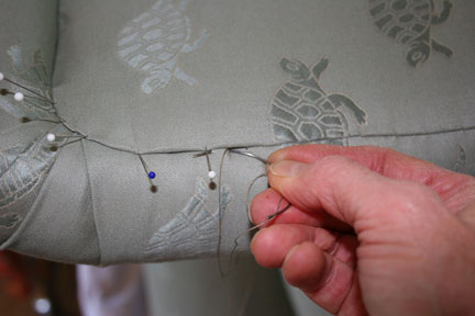 image showing technique for hand stitching in upholstery