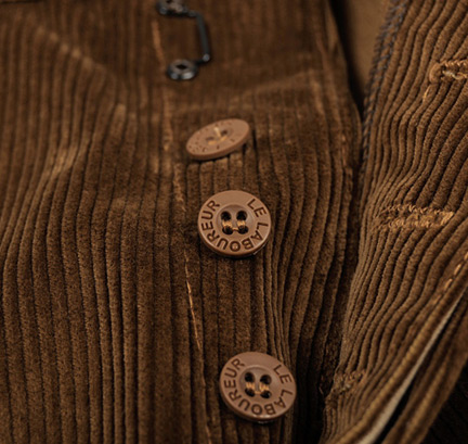 detail of corduroy garment with buttons
