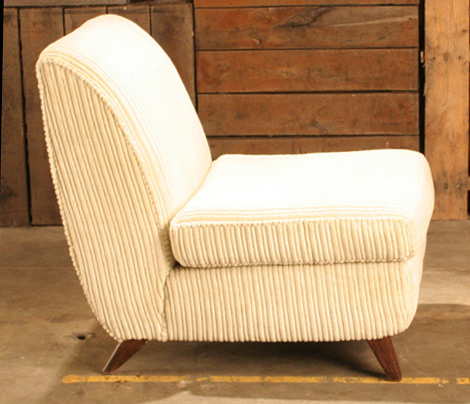 side view of mid-century slipper chair