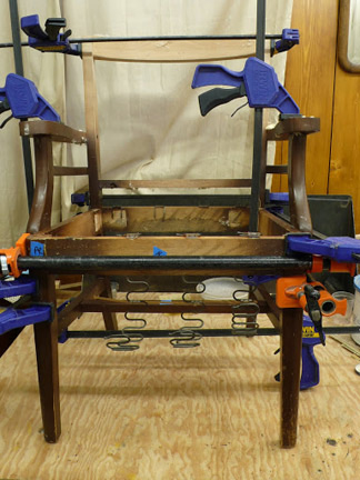 chair frame with clamps