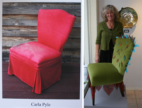 image of old red chair and artist with same chair transformed