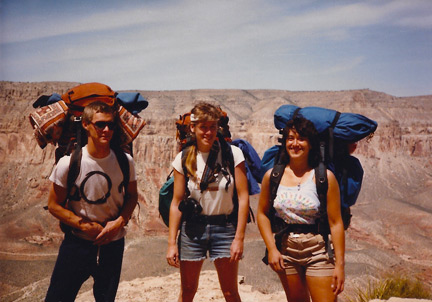 3 backpacers on Grand Canyon's south rim