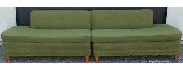 Low slung mid century sofa - before restoration