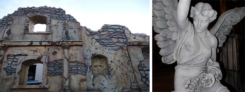 'ancient rock wall' & angel statue made out of foam