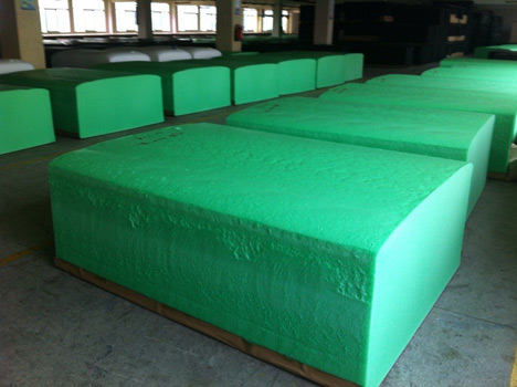 Giant green 'loaves' of foam
