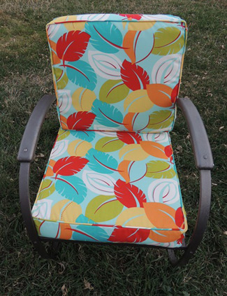 Patio Chair with brightly colored cushions