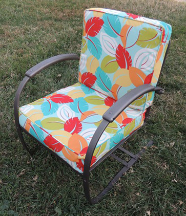 Patio Chair with brightly colored cushions