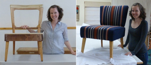 Before & After: Pendleton wool fabric chair upholstery rehab