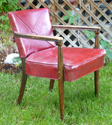 1950s retro style chair with unique 'X' upholstery styling on the back