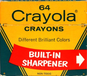 1958 vintage crayola crayons-64 ct with built-in sharpener