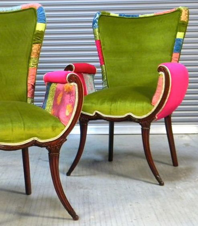 happy neon green / hot pink upholstery