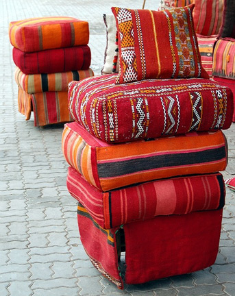 moroccan-style cushions in many shapes and sizes