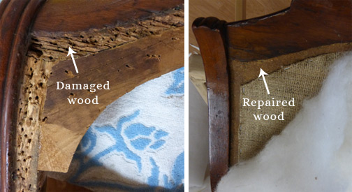Furniture restoration by Living Home furniture - vintage rocker wood repair