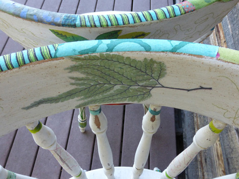 Fabric-wrapped Chair with Leaf Design by Carla Pyle