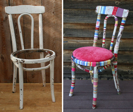 Before & After Fabric-wrapped Shabby Chic Chair