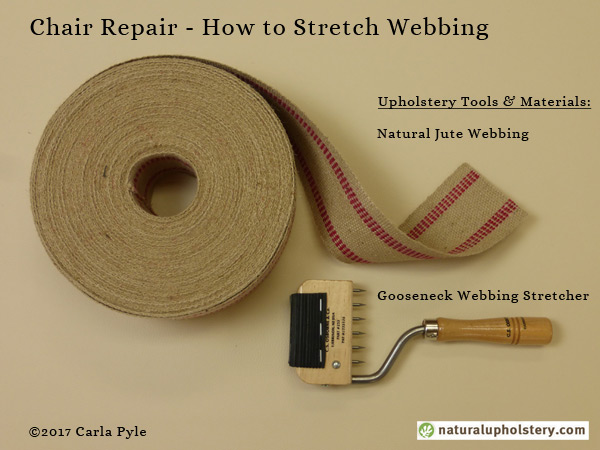 jute webbing + stretcher tool for chair seat repair