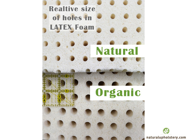 Comparing Oeko-Tex & GOLS certified latex - hole size is slightly larger in the GOLS organic foam
