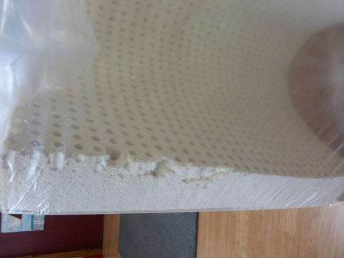 gols organic latex foam clearance - damaged edge detail