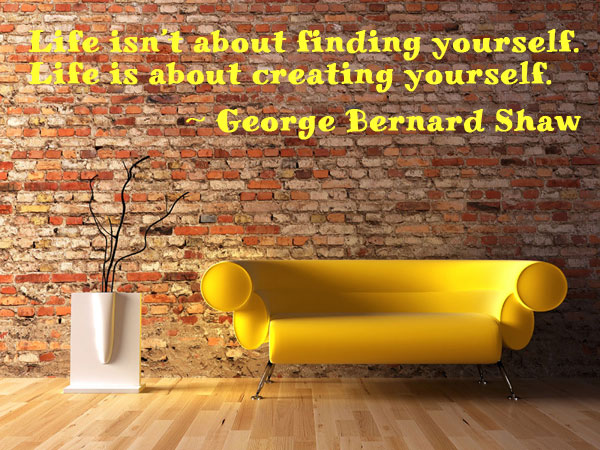 George Bernard Shaw quote with bright yellow mid century modern chair