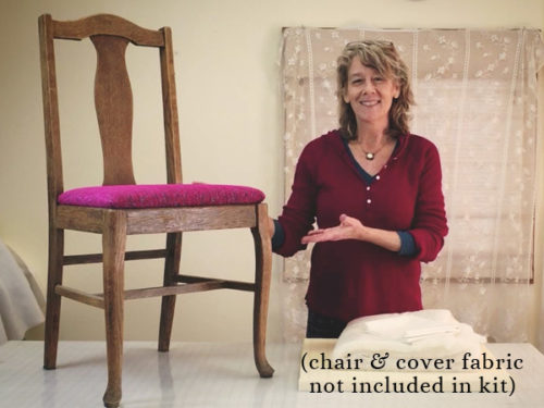 DIY Dining Chair Upholstery Project Kit with natural materials - example of finished chair