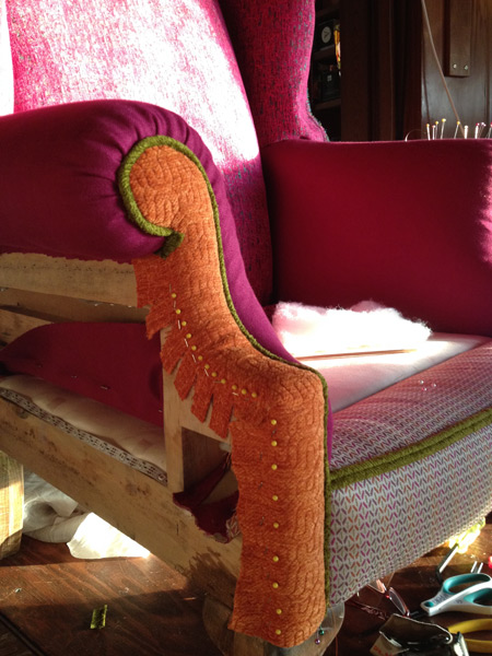Seuss wingback chair - contrasting welt - NaturalUpholstery.com