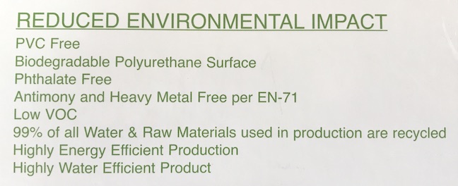 Reduced environmental impact label for upholstery fabric - PVC free, phthalate free, low VOC